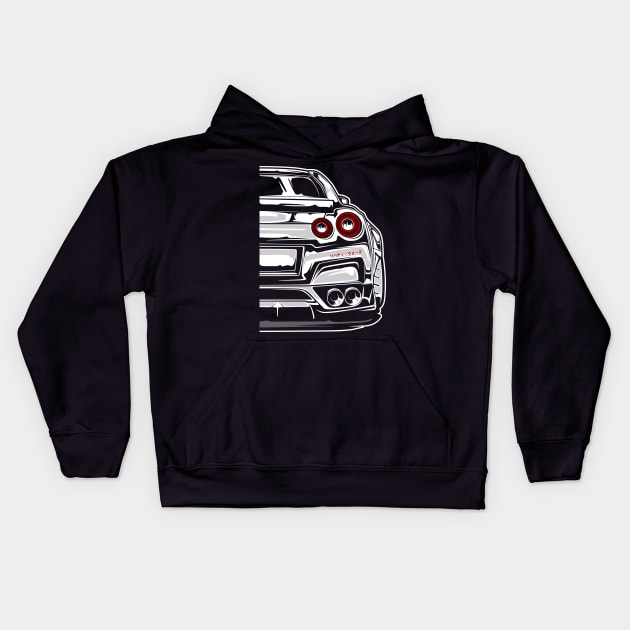 Nissan R35 GTR Liberty Walk (White Print) Kids Hoodie by idrdesign